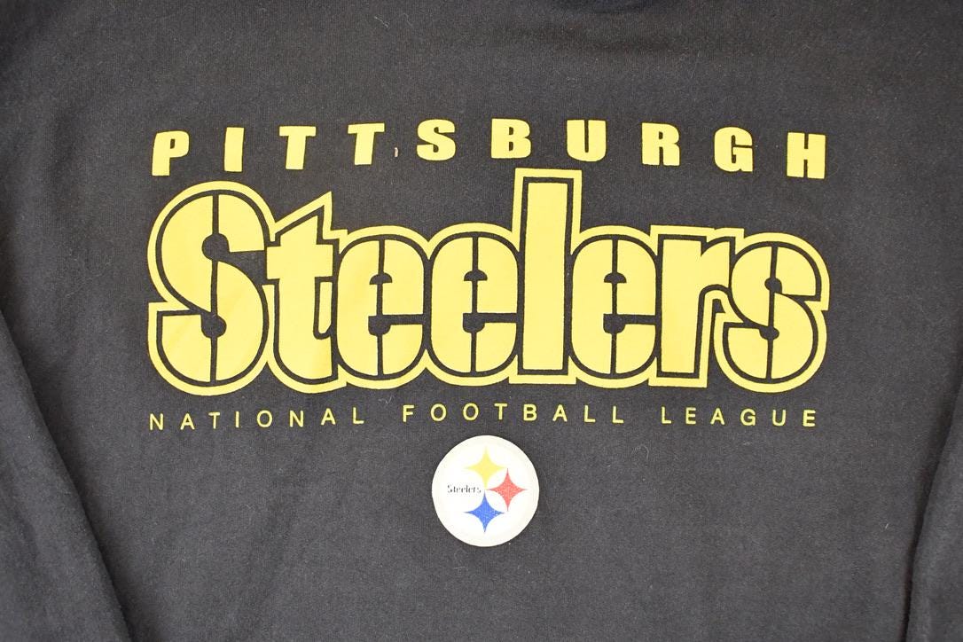 Vintage 1990s Pittsburgh Steelers NFL Hoodie Sweatshirt Mens L - Image 3