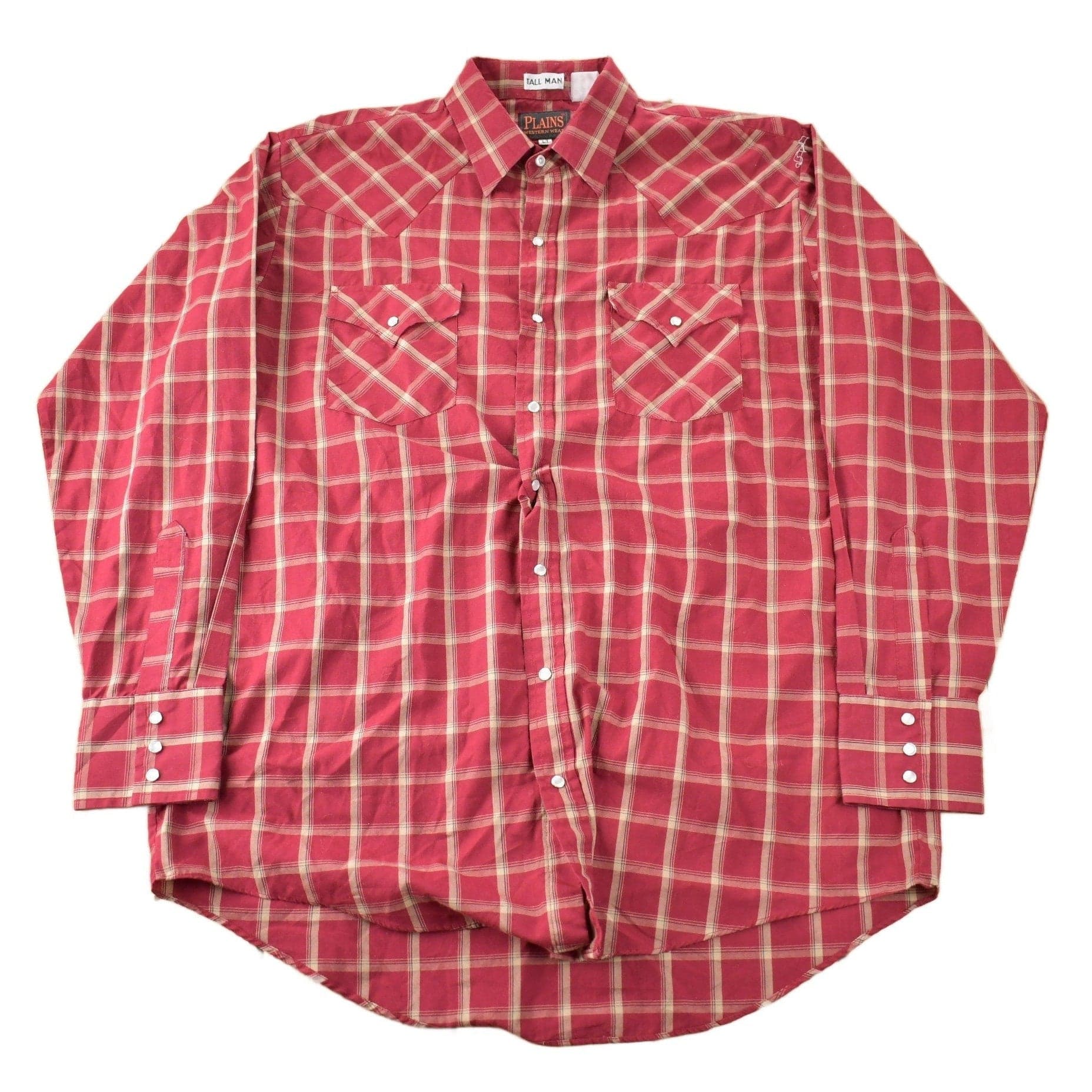 Vintage 1990s Plains Western Wear Plaid Button Up Shirt Men's Large Tall