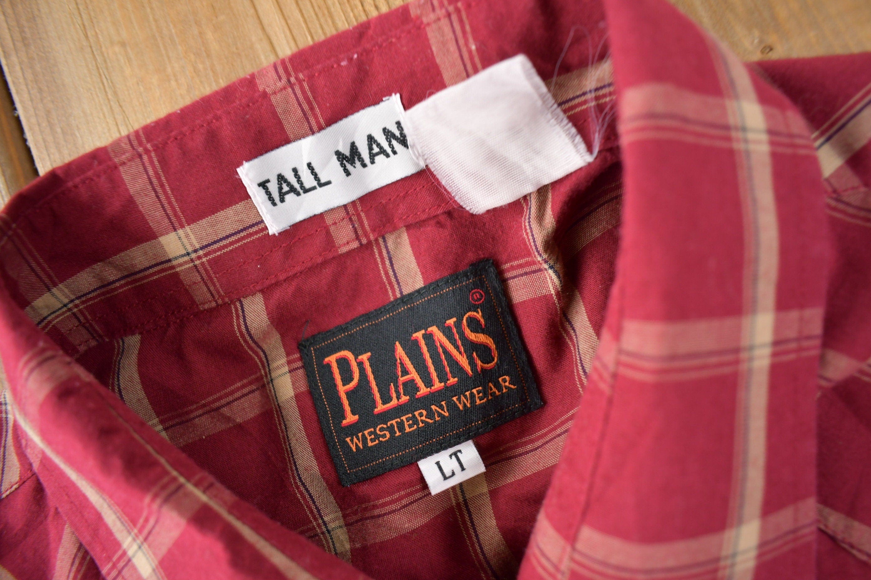 Vintage 1990s Plains Western Wear Plaid Button Up Shirt Men's Large Tall - Image 4