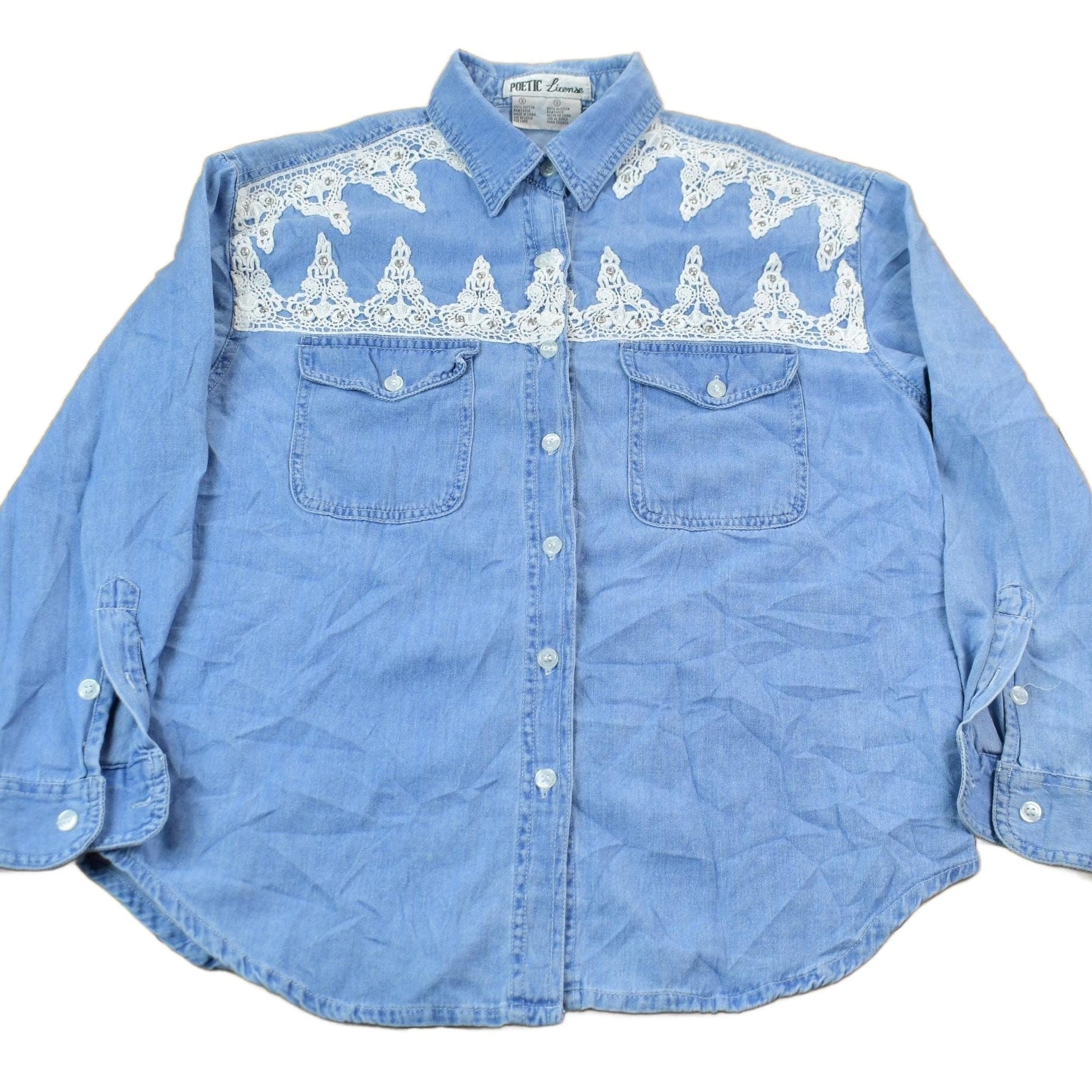 Vintage 1990s Poetic License Western Style Button Up Rodeo Shirt Men's Small