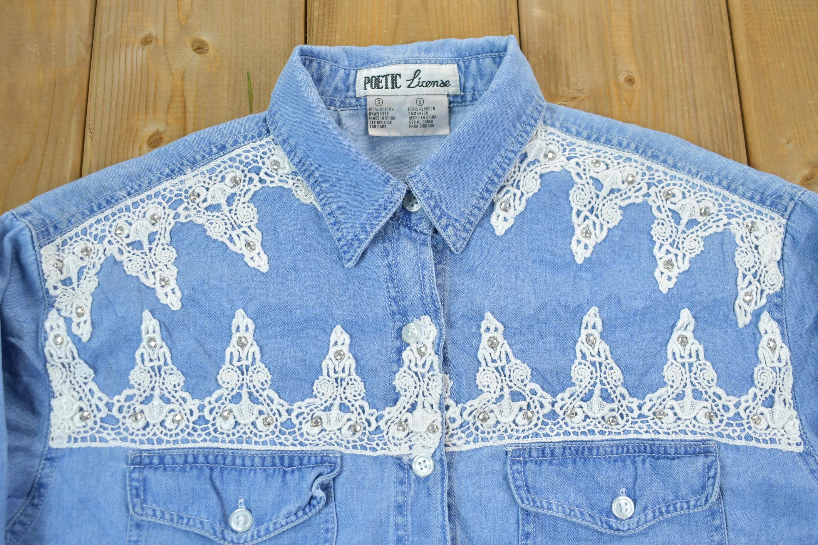 Vintage 1990s Poetic License Western Style Button Up Rodeo Shirt Men's Small - Image 3