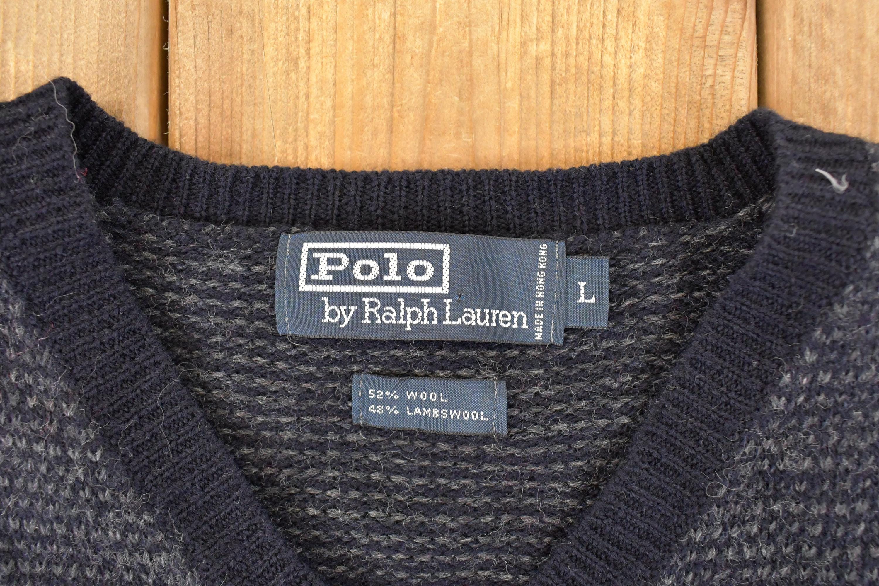 Vintage 1990s Polo By Ralph Lauren Abstract Wool Knit V Neck Sweater Vest Mens L - Image 4