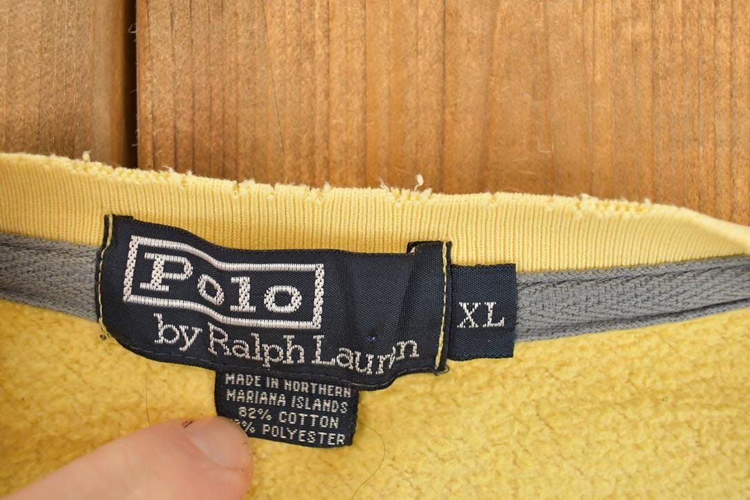 Vintage 1990s Polo By Ralph Lauren Distressed Painters Crewneck Sweatshirt Women's Cropped XL - Image 4