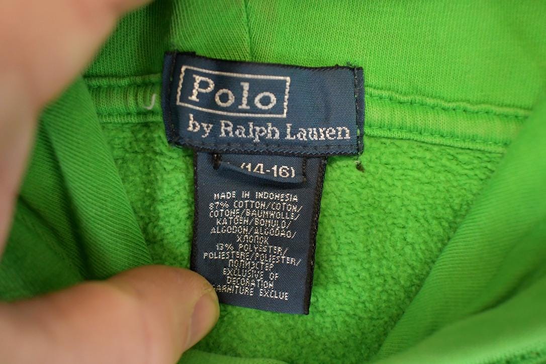 Vintage 1990s Polo By Ralph Lauren Embroidered Hoodie Sweatshirt Youth L - Image 5