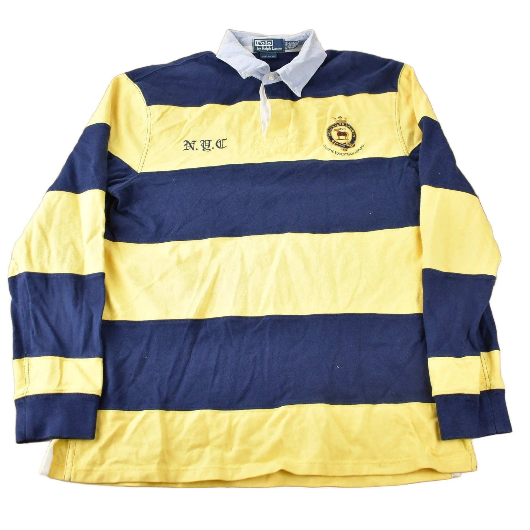 Vintage 1990s Polo By Ralph Lauren Embroidered Small Pony Equestrian Rugby Sweater Men's M