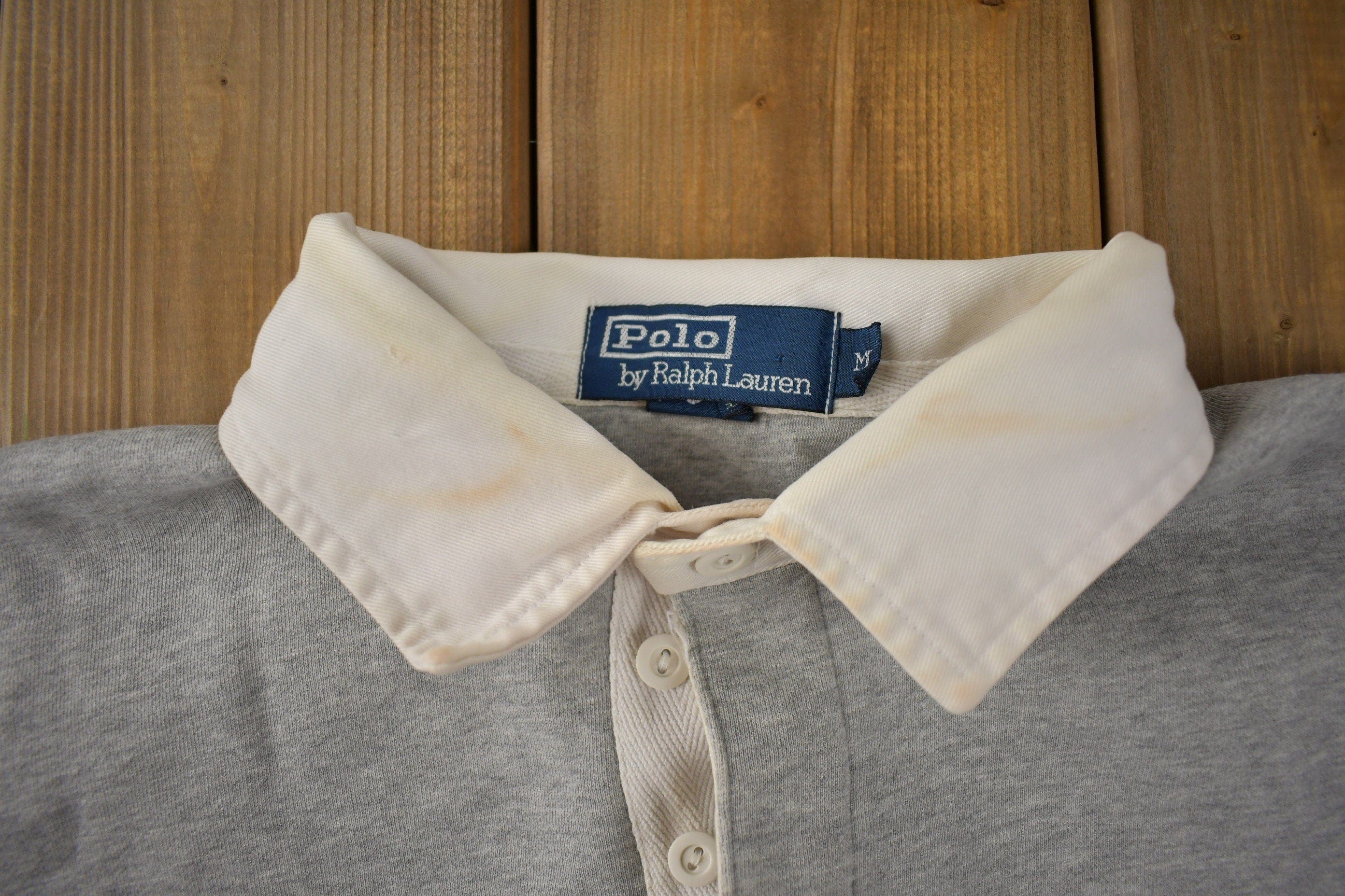 Vintage 1990s Polo By Ralph Lauren Embroidered Small Pony Rugby Sweater Men's M - Image 4