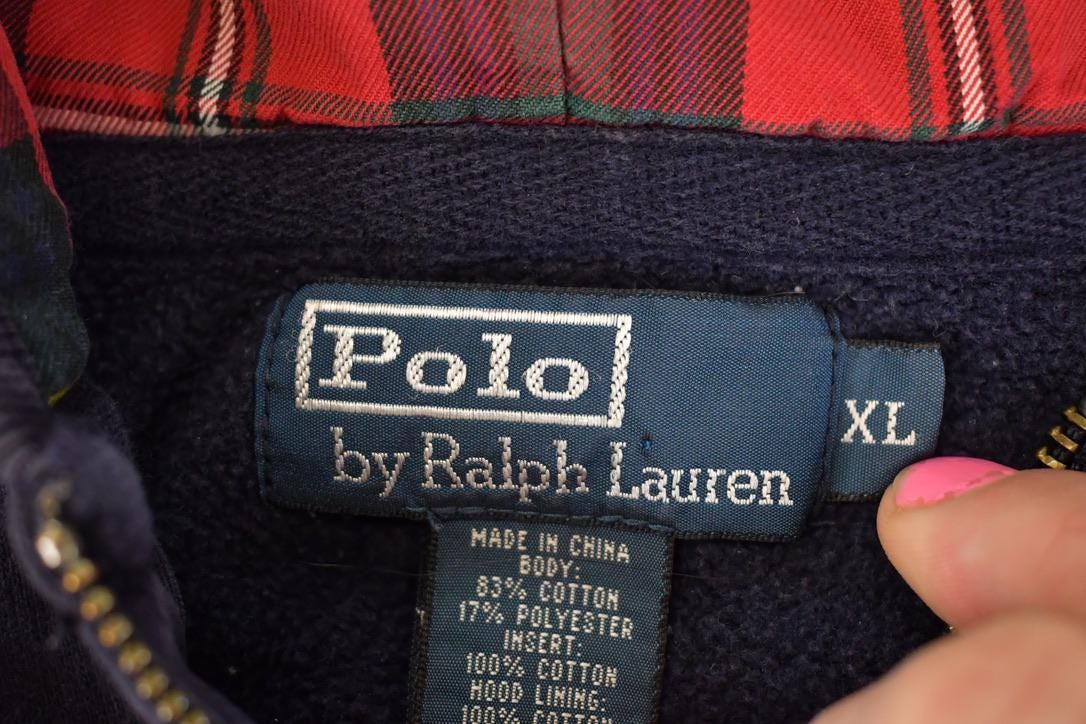 Vintage 1990s Polo By Ralph Lauren Full Zip Sweatshirt Men's XL - Image 5