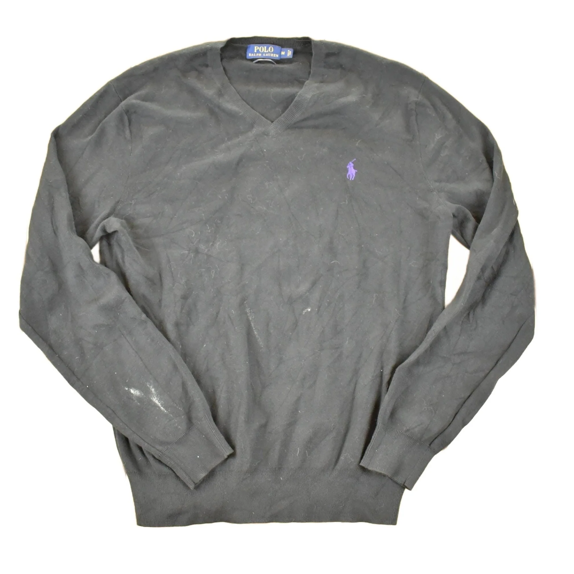 Vintage 1990s Polo By Ralph Lauren Pima Cotton V Neck Sweater Mens M