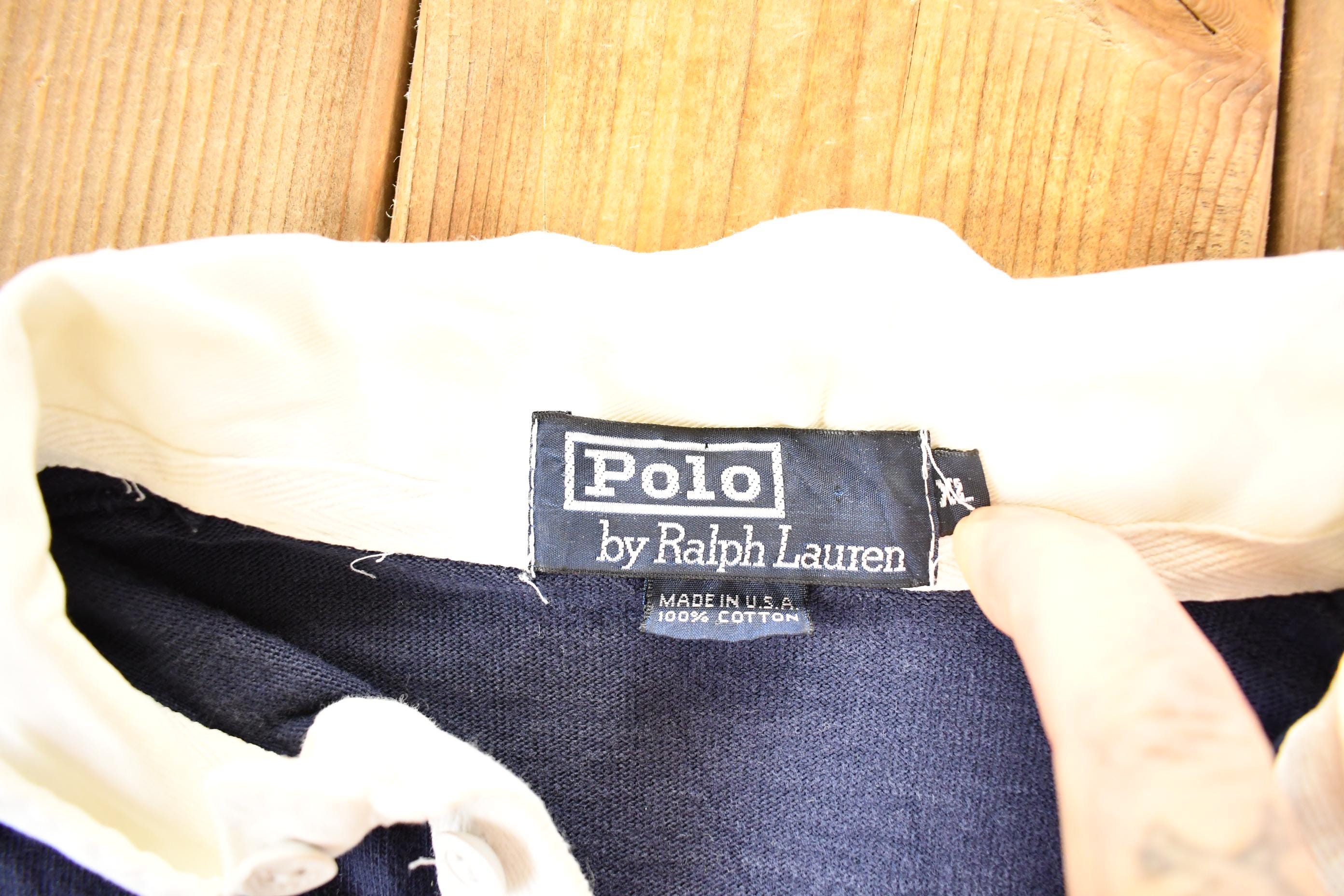 Vintage 1990s Polo By Ralph Lauren Quarter Button Up Polo Shirt Mens XL - Image 4