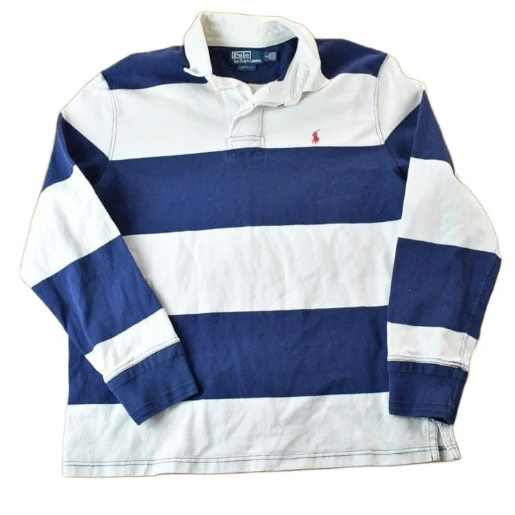 Vintage 1990s Polo By Ralph Lauren Rugby Striped Button Up Shirt Men's Large