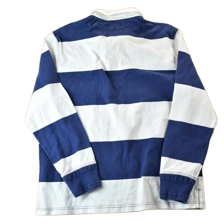 Vintage 1990s Polo By Ralph Lauren Rugby Striped Button Up Shirt Men's Large - Image 2