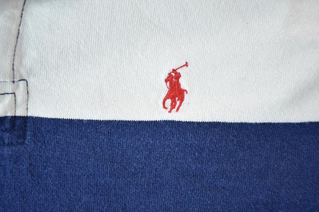 Vintage 1990s Polo By Ralph Lauren Rugby Striped Button Up Shirt Men's Large - Image 6