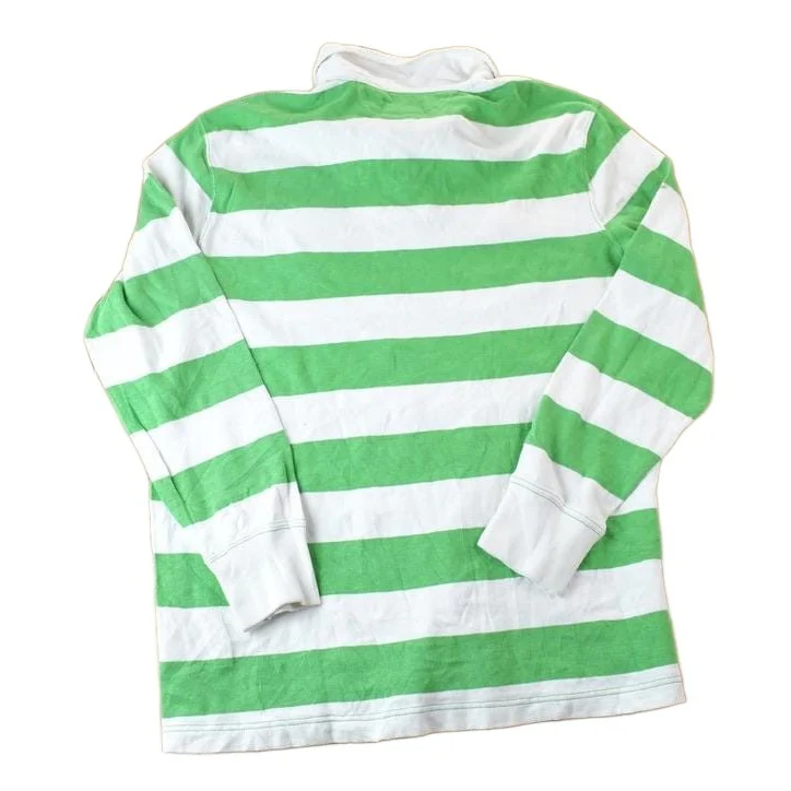Vintage 1990s Polo By Ralph Lauren Rugby Style Striped Button Up Shirt Men's Large - Image 2