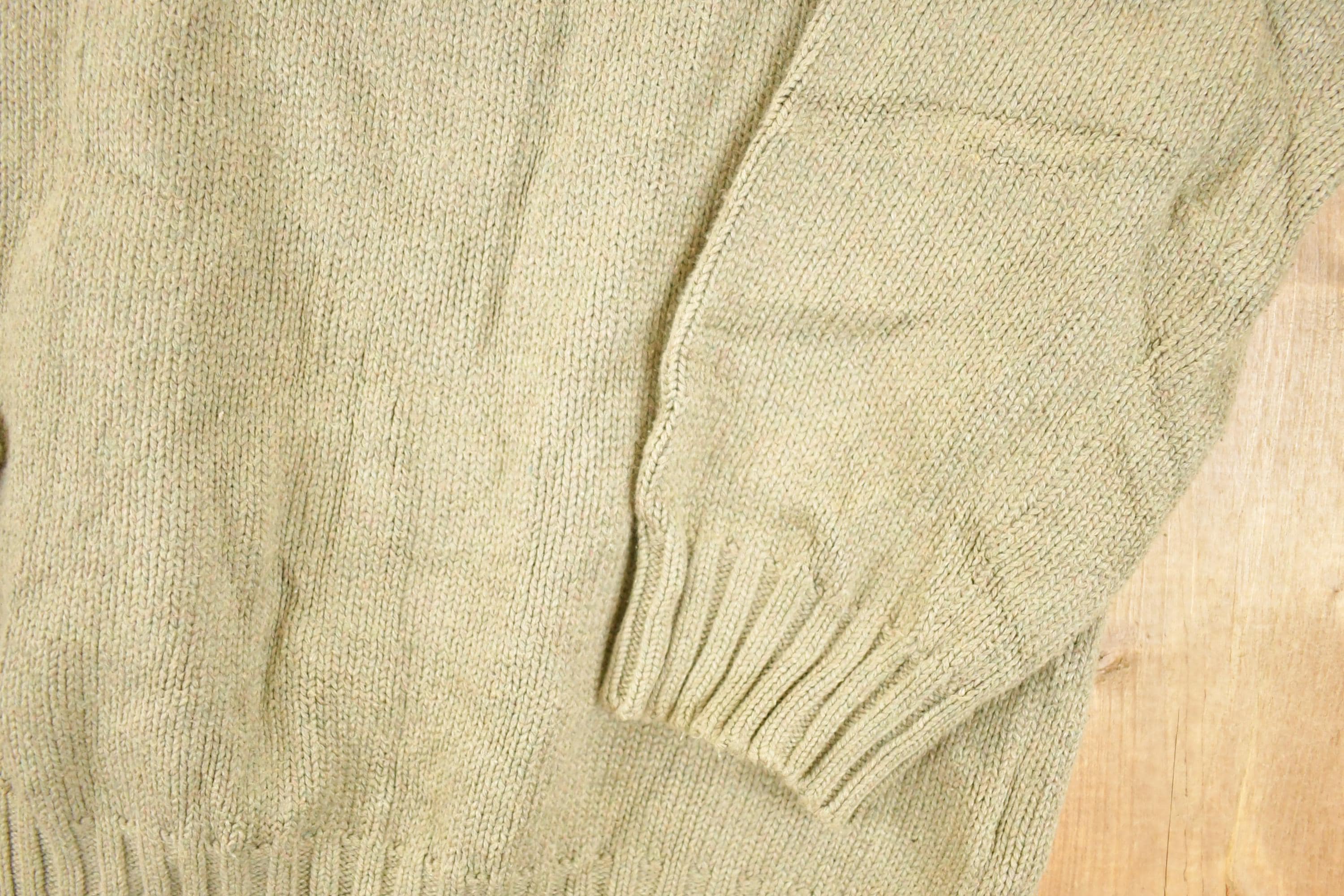 Vintage 1990s Polo By Ralph Lauren Tan Knit Crewneck Sweater Mens L - Image 5