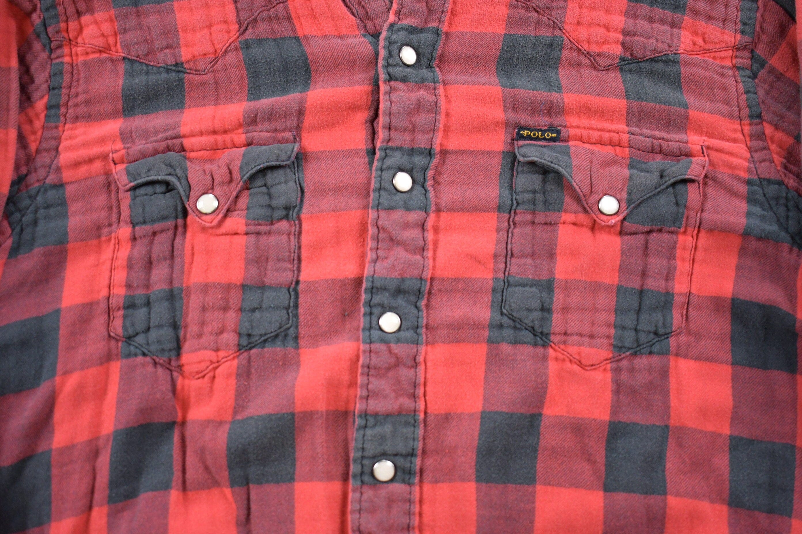 Vintage 1990s Polo Country Plaid Western Button Up Shirt Men's Large - Image 3