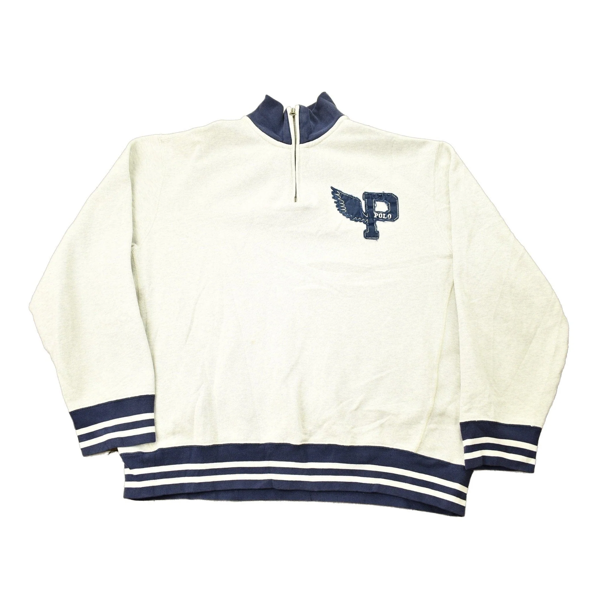 Vintage 1990s Polo Ralph Lauren P-Wing Quarter Zip Sweatshirt Men's Large