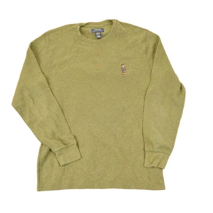 Vintage 1990s Polo Ralph Lauren Sleepwear Embroidered Mini Bear Knit Crewneck Sweatshirt Men's M