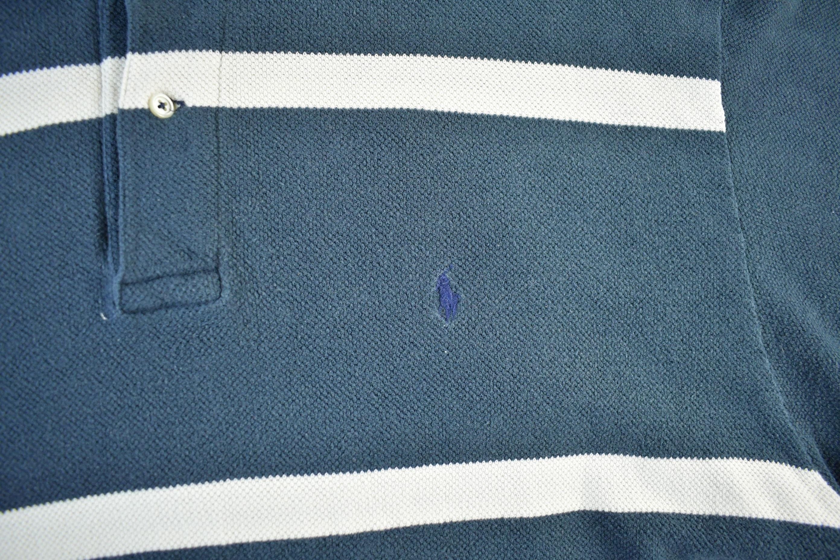 Vintage 1990s Polo Ralph Lauren Striped Polo Shirt Men's 2XL - Image 3