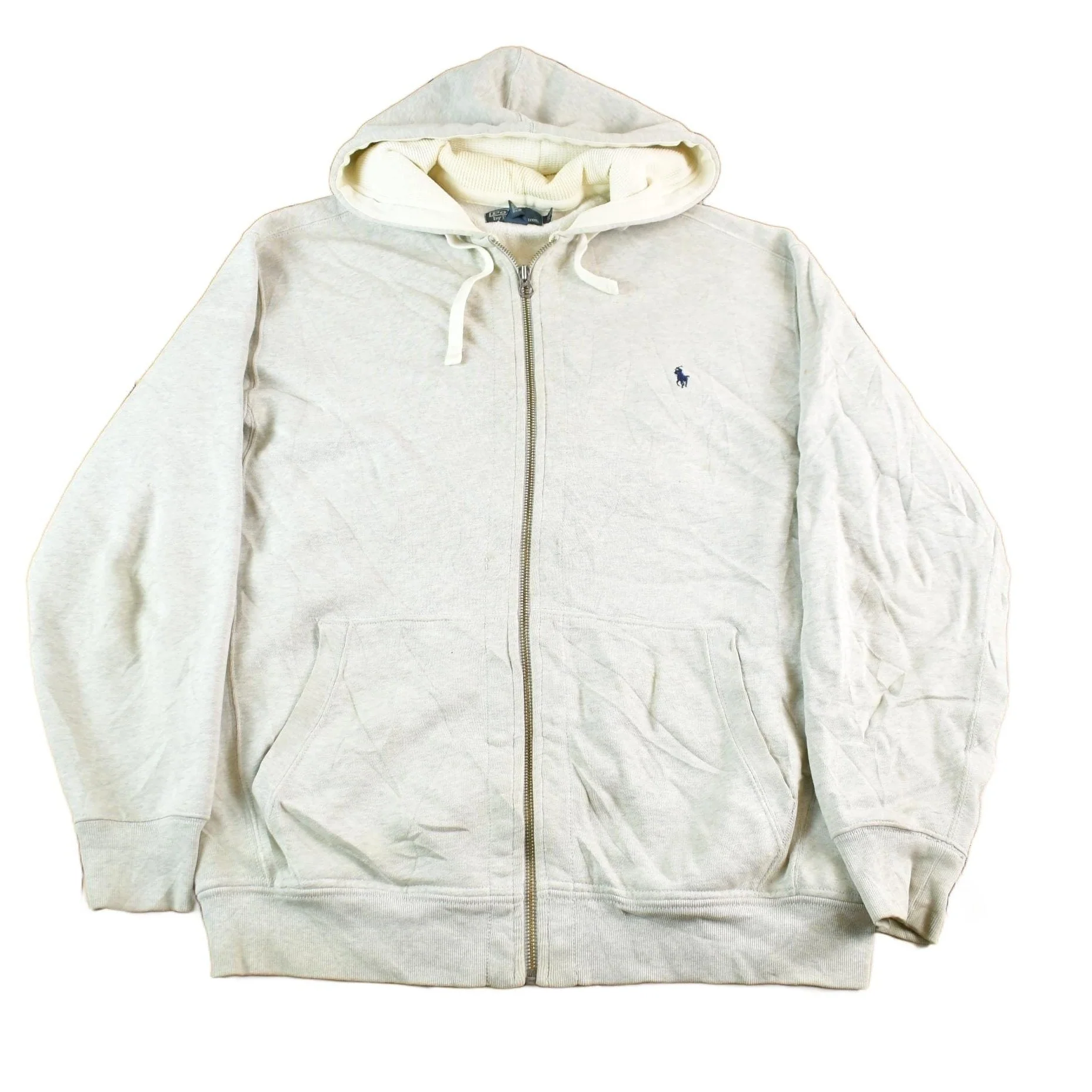 Vintage 1990s Polo Ralph Lauren Thermal Lined Full Zip Hoodie Men's XL Tall