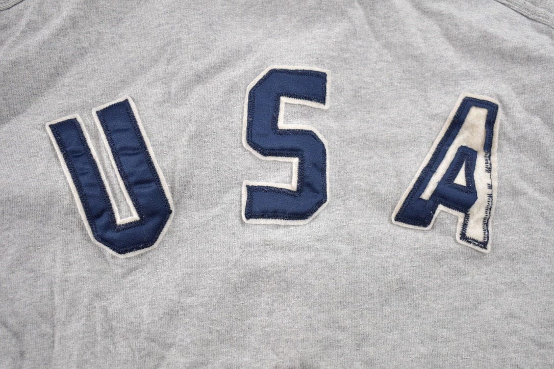 Vintage 1990s Polo Ralph Lauren USA Flag Embroidered Rugby Sweatshirt Men's Medium - Image 4