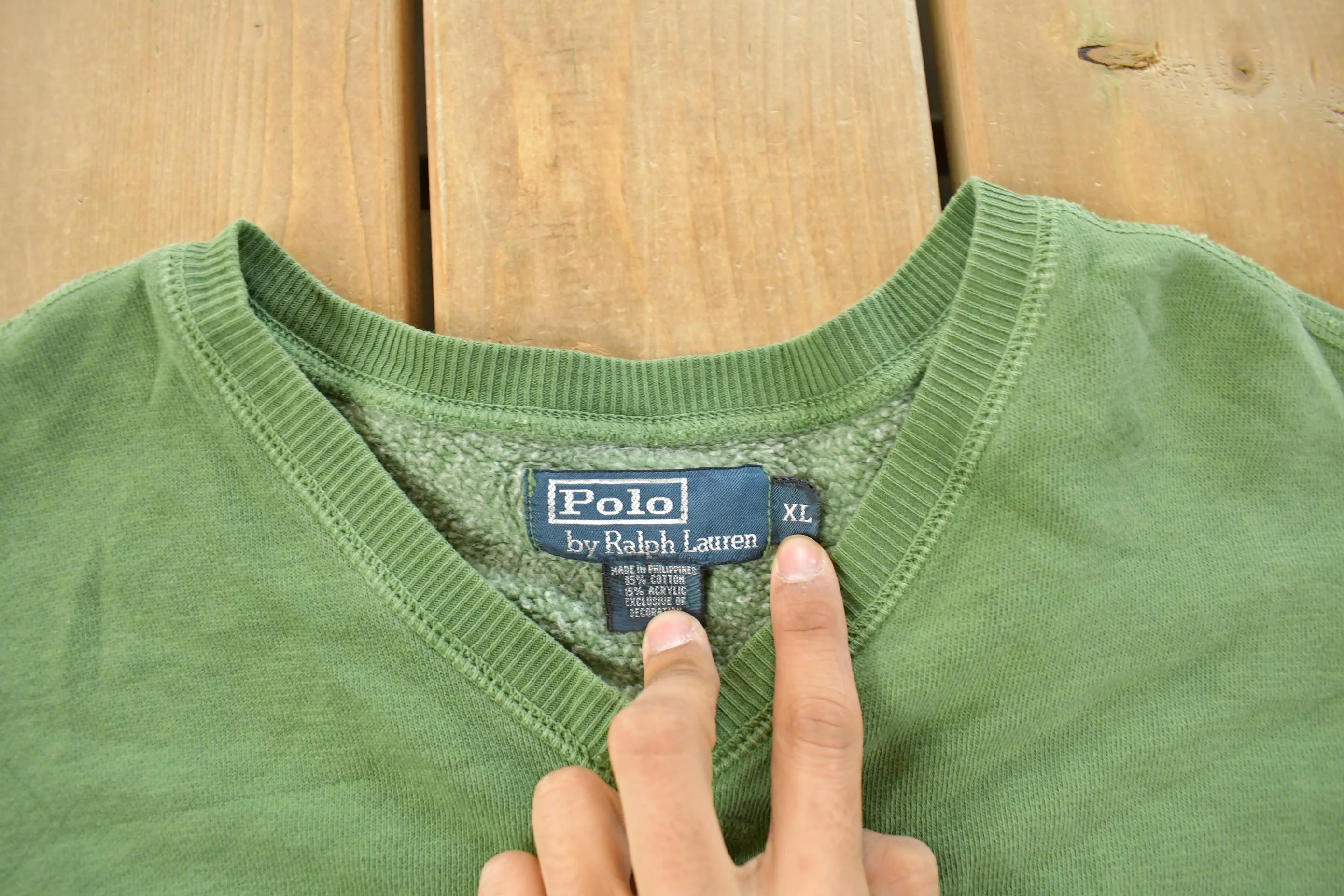 Vintage 1990s Polo Ralph Lauren V Neck Sweater Men's XL - Image 5