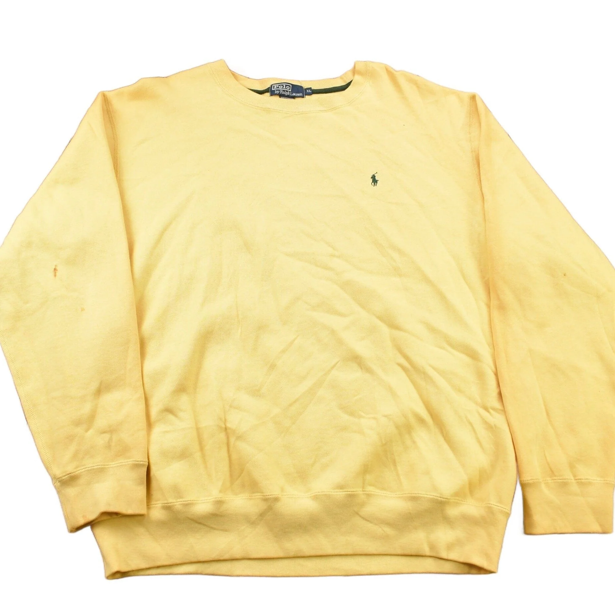 Vintage 1990s Polo Ralph Lauren Yellow Crewneck Sweatshirt Men's XL