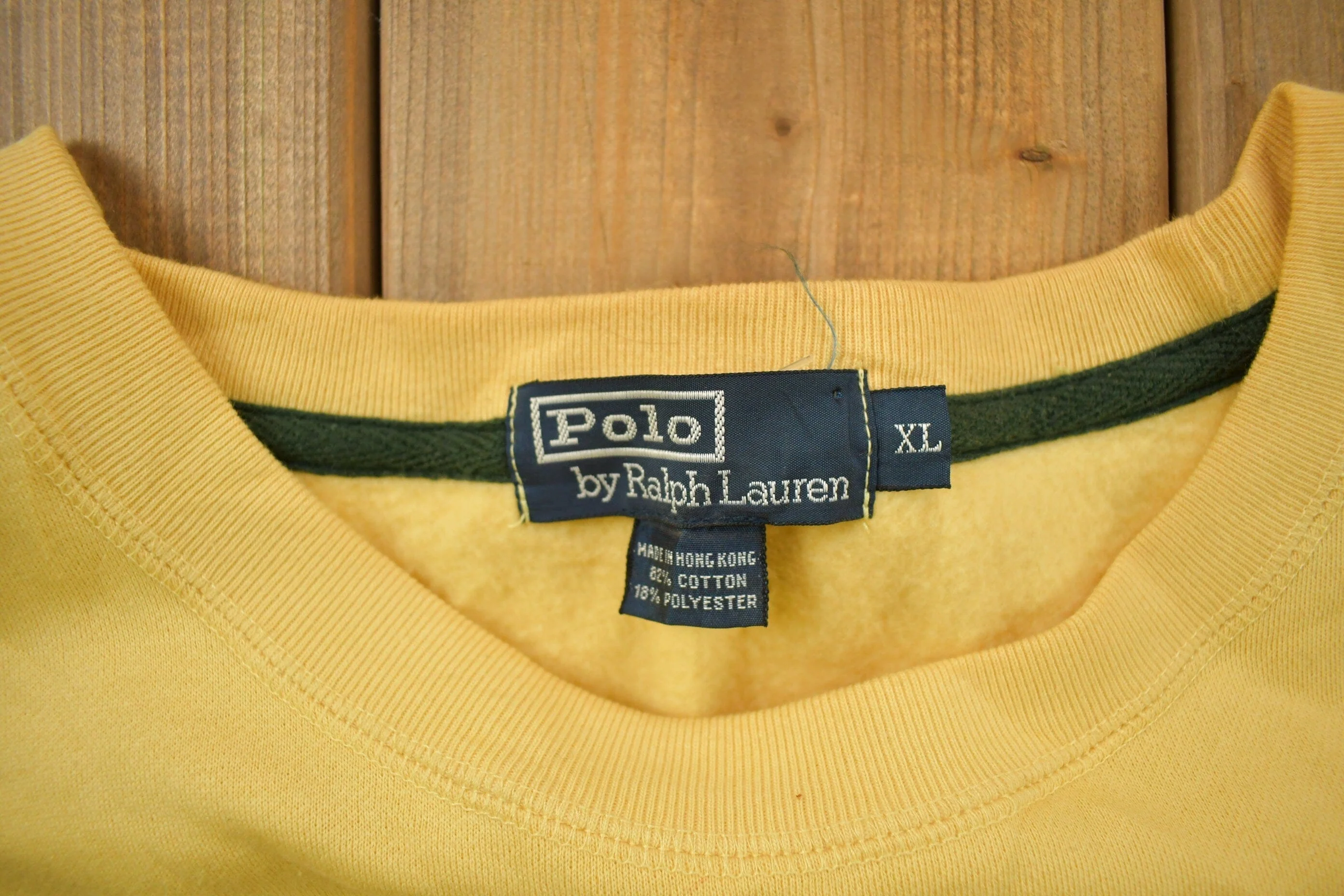 Vintage 1990s Polo Ralph Lauren Yellow Crewneck Sweatshirt Men's XL - Image 6