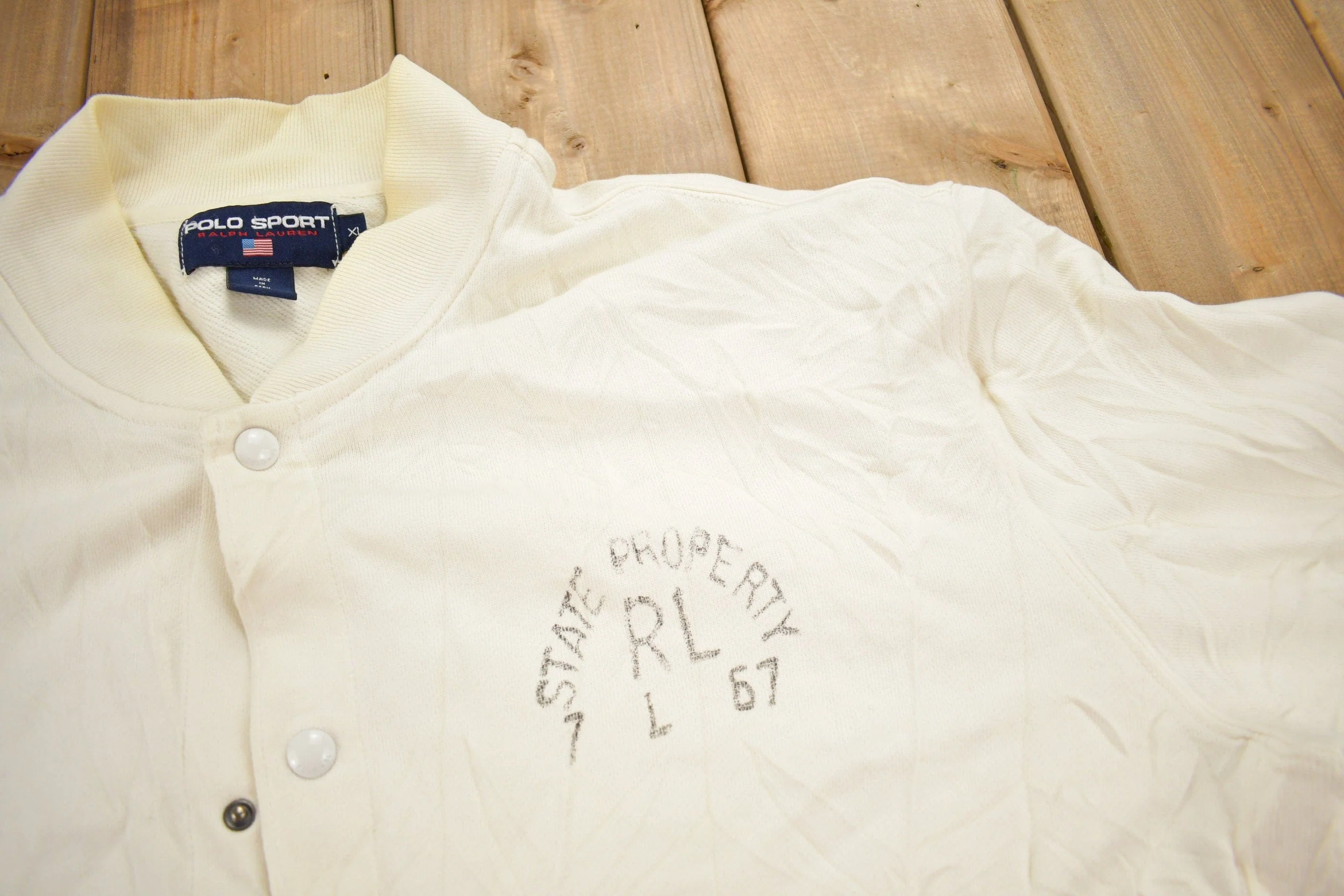 Vintage 1990s Polo Sport Ralph Lauren Snap Button Sweatshirt Men's XL - Image 3
