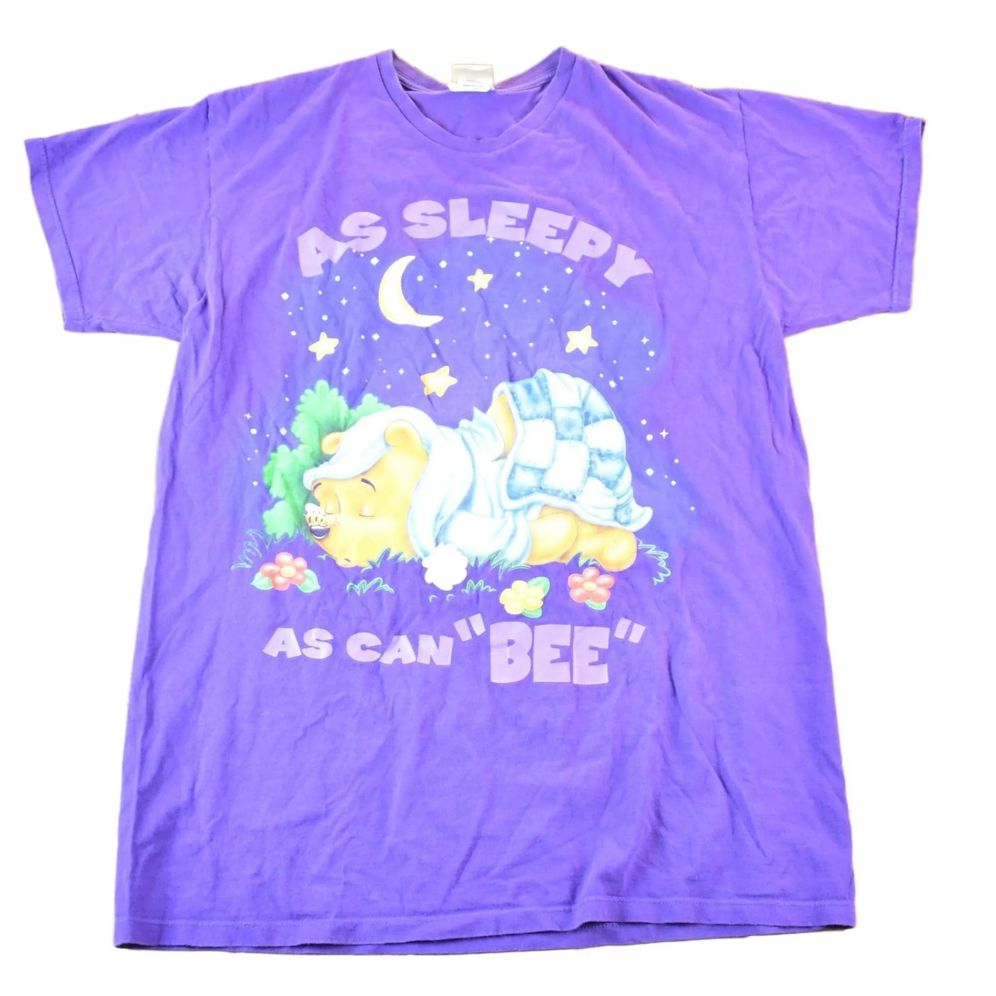 Vintage 1990s Pooh Bear As Sleepy As Can Be Disney Cartoon Promo T-Shirt Women's XL