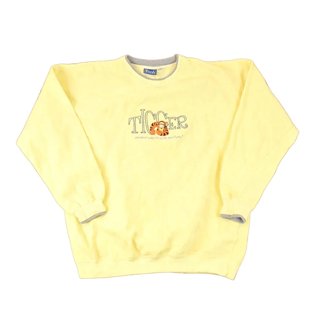 Vintage 1990s Pooh Tigger Embroidered Disney Crewneck Sweater Men's L