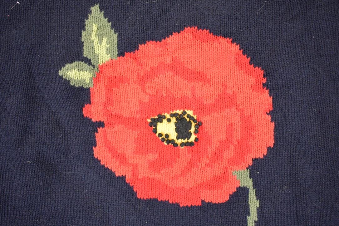 Vintage 1990s Poppy Print Jones New York Sport Knit Crewneck Sweater Women's L - Image 3