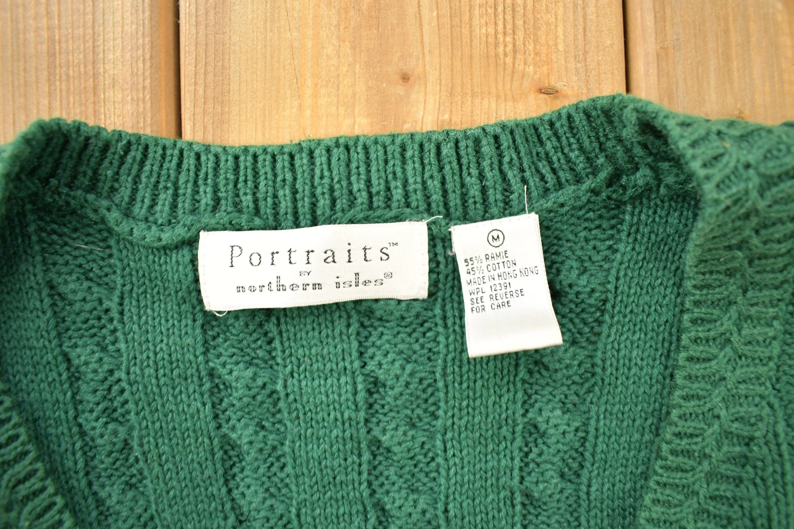 Vintage 1990s Portraits Northern Isles Cable Knit Cardigan Sweater - Image 4