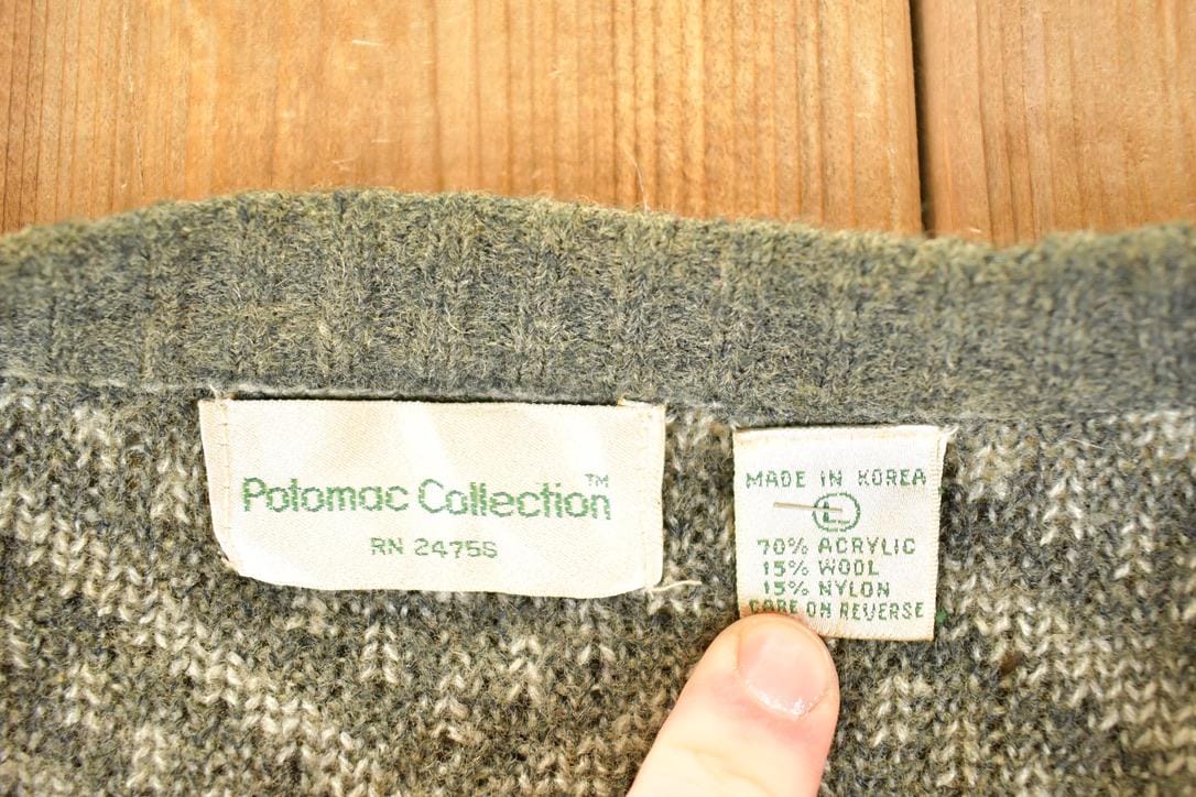 Vintage 1990s Potomac Connection Abstract Knit Cardigan Sweater Mens L - Image 3