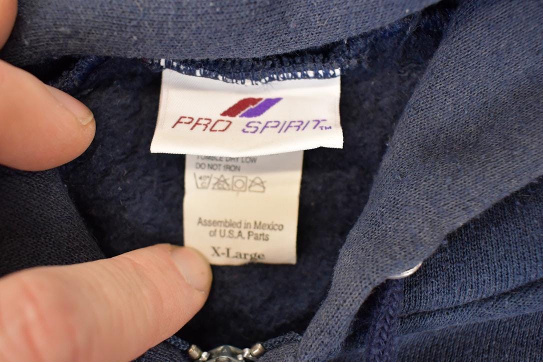 Vintage 1990s Pro Spirit Zip Up Blank Hoodie Sweatshirt Men's L - Image 3