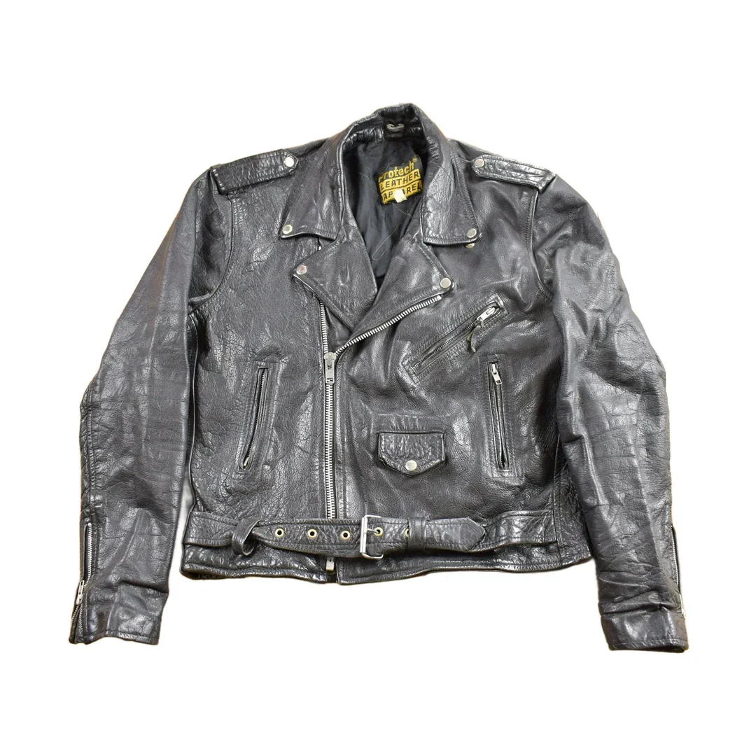 Vintage 1990s Protech Leather Apparel Biker Jacket Men's Medium