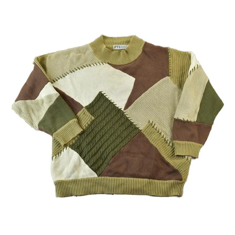 Vintage 1990s PTI Fashion Knit Abstract Pattern Crewneck Sweater Men's XL