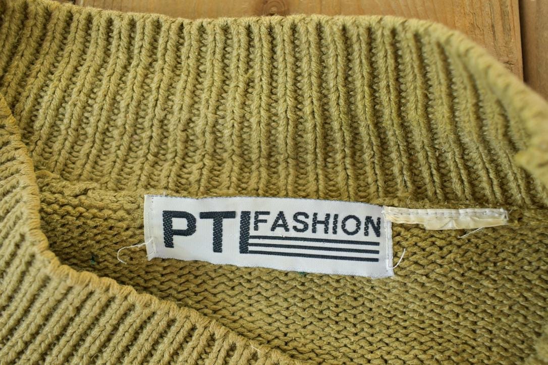 Vintage 1990s PTI Fashion Knit Abstract Pattern Crewneck Sweater Men's XL - Image 4