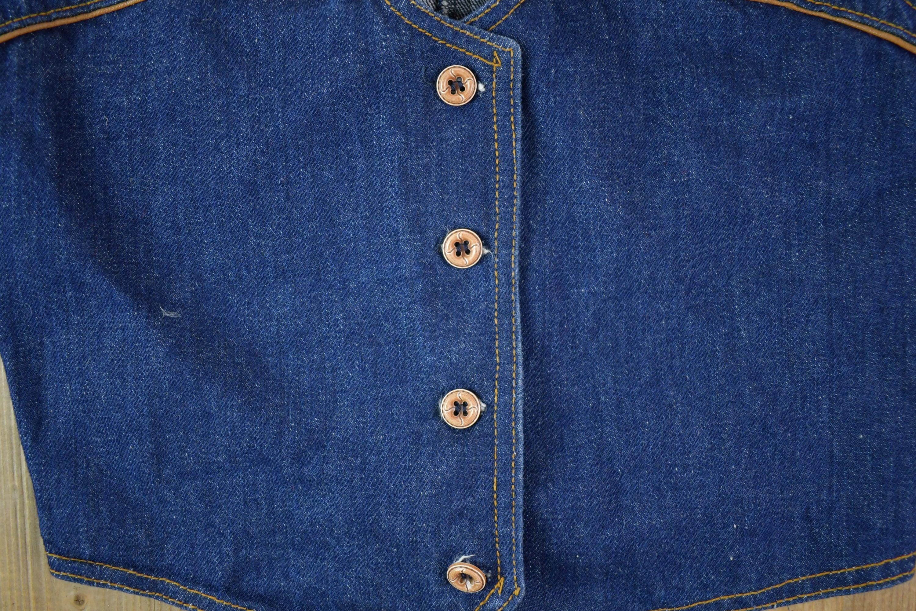 Vintage 1990s Pulse Denim Cowgirl Vest Women's XS - Image 4