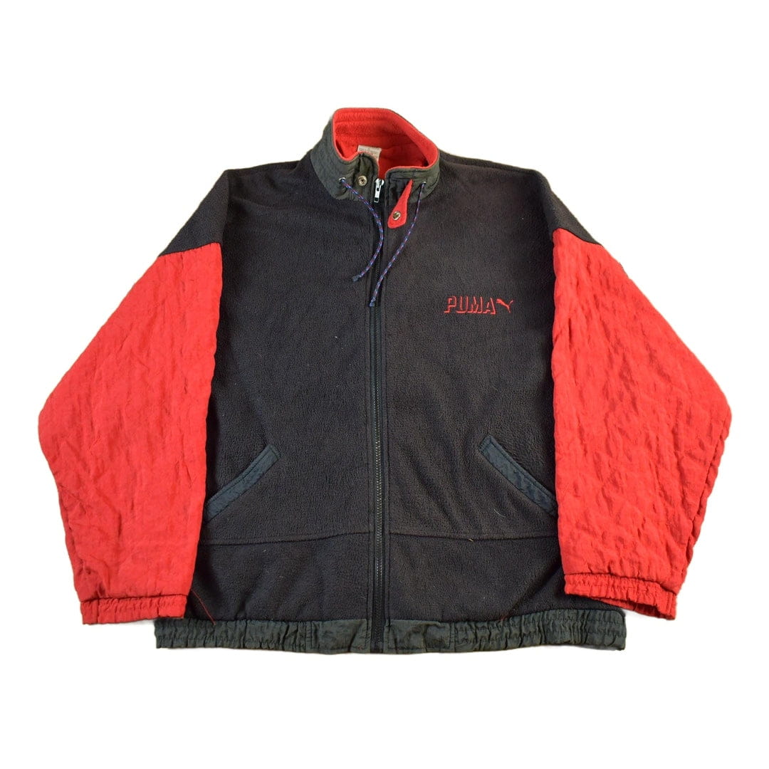 Vintage 1990s Puma Embroidered Fleece Zip Up Sweater Men's Large