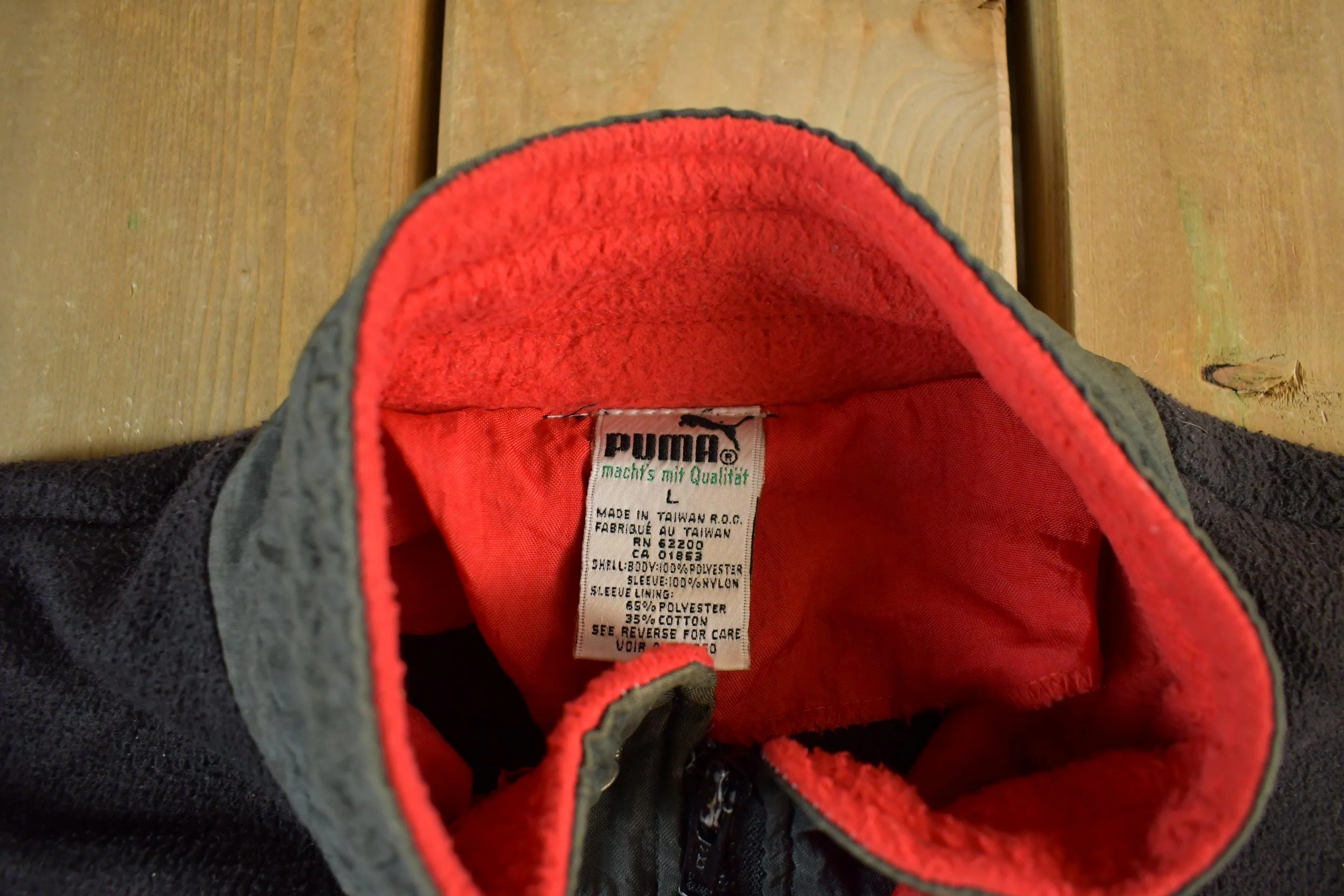 Vintage 1990s Puma Embroidered Fleece Zip Up Sweater Men's Large - Image 5