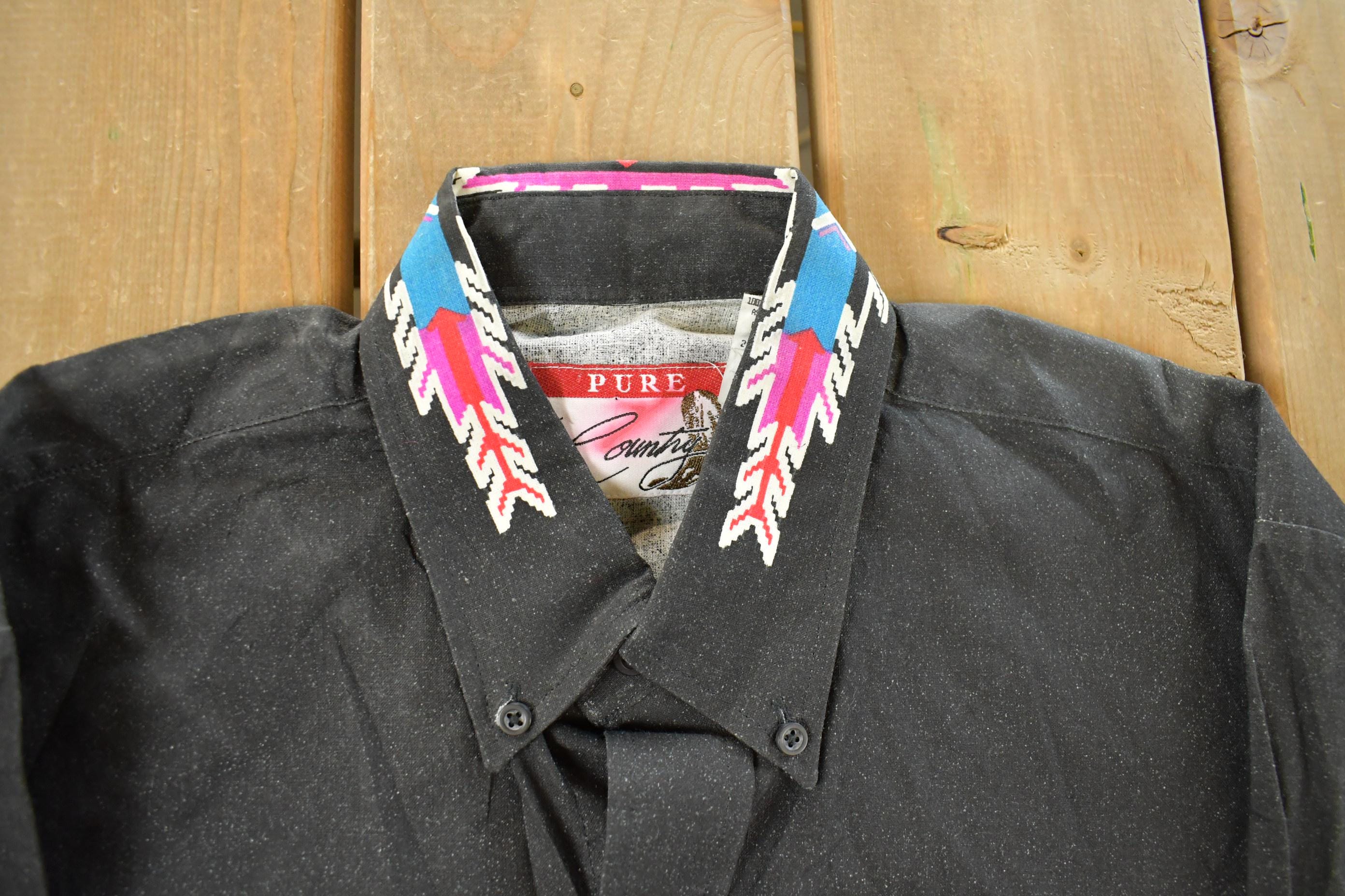 Vintage 1990s Pure Country Aztec Western Button Up Shirt Men's Medium - Image 4