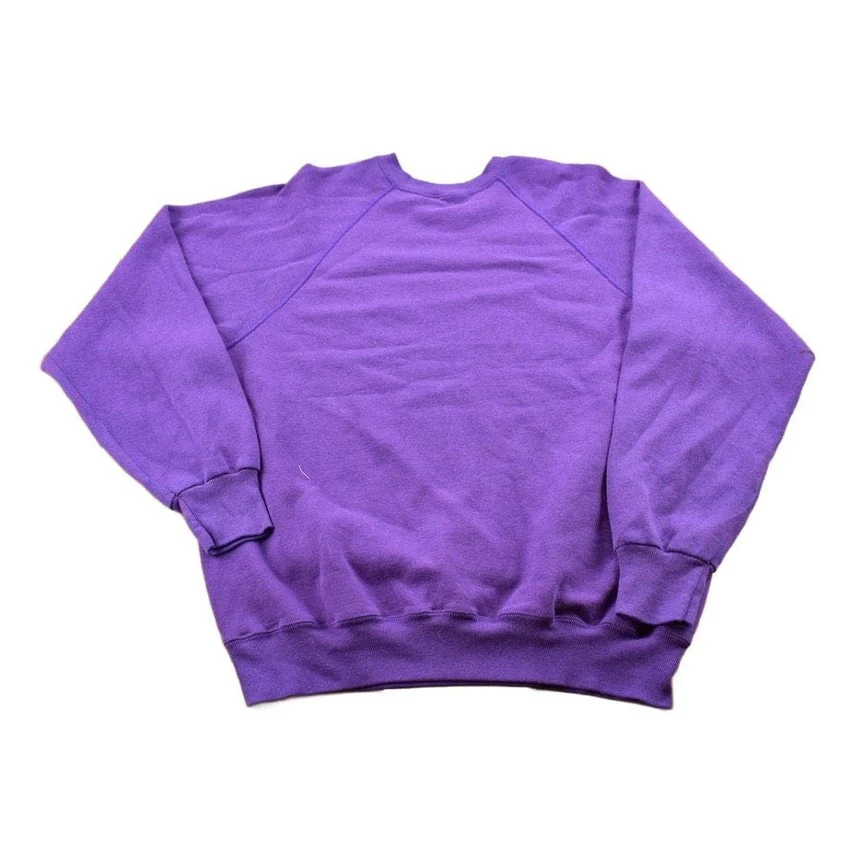 Vintage 1990s Purple Blank Crewneck Sweatshirt Men's S - Image 2