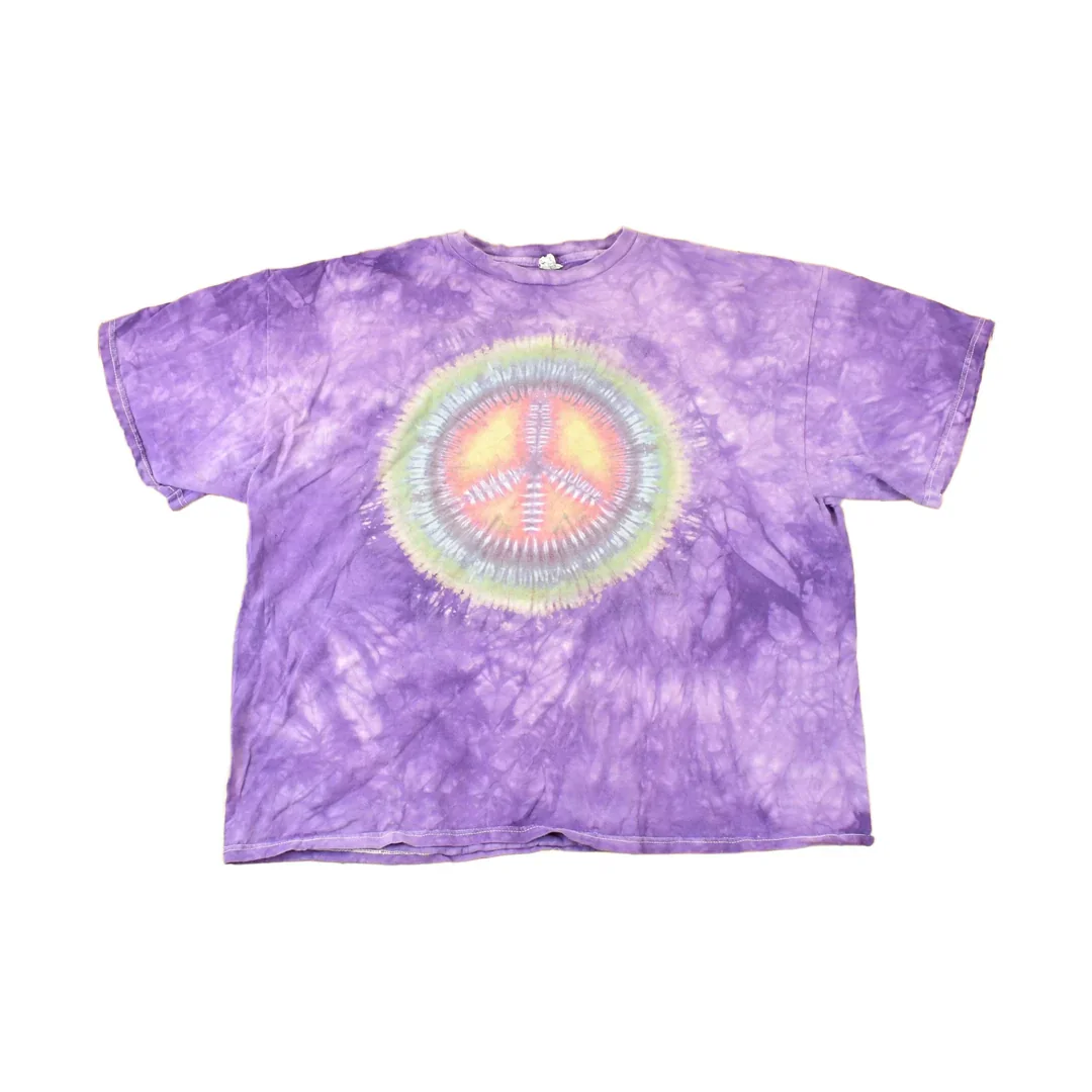 Vintage 1990s Purple Tye Dye Peace Sign Souvenir Travel T-Shirt Men's XL