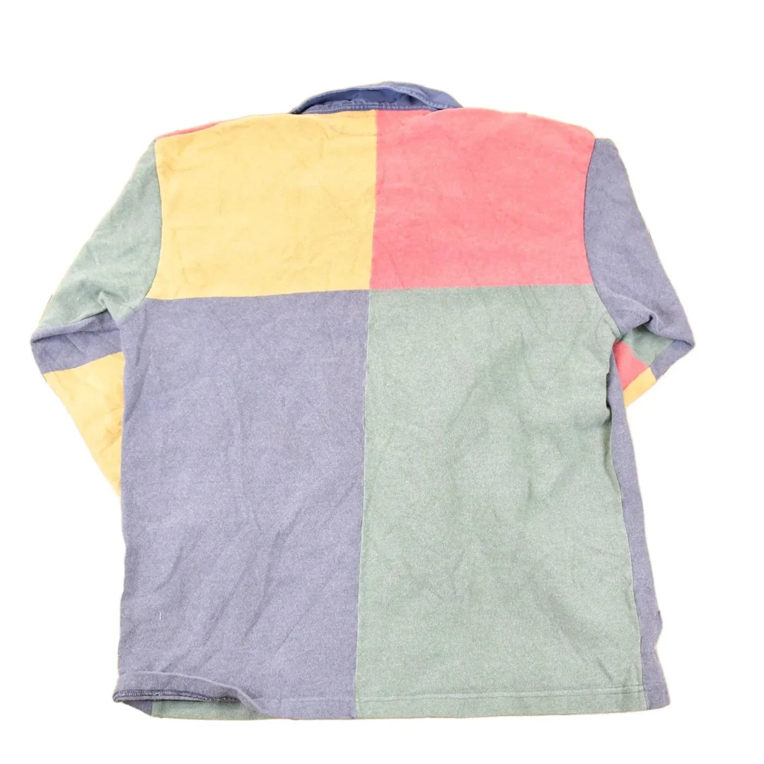 Vintage 1990s Quarter Button Barbarian Colour Block Button Up Rugby Shirt Men's L - Image 2