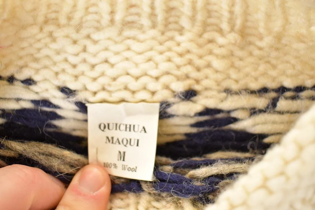 Vintage 1990s Quichua Maqui Wool Knit Crewneck Sweater Women's L - Image 4