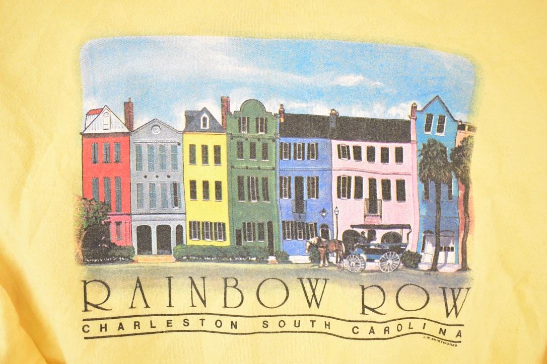 Vintage 1990s Rainbow Row Charleston SC Graphic Print Crewneck Sweatshirt Mens L - Image 3