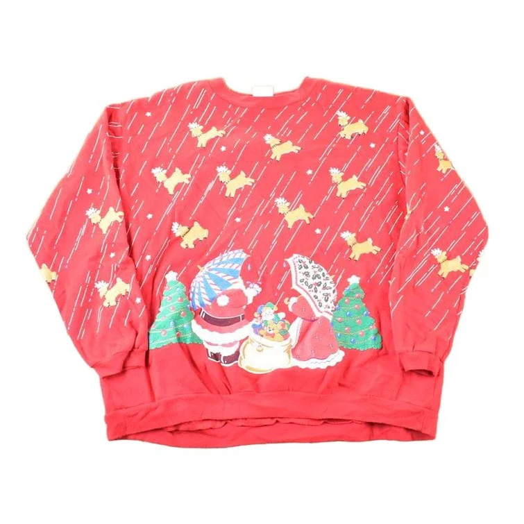 Vintage 1990s Rainy Christmas AOP Crewneck Sweatshirt Mens L