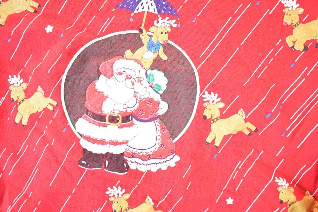 Vintage 1990s Rainy Christmas AOP Crewneck Sweatshirt Mens L - Image 4