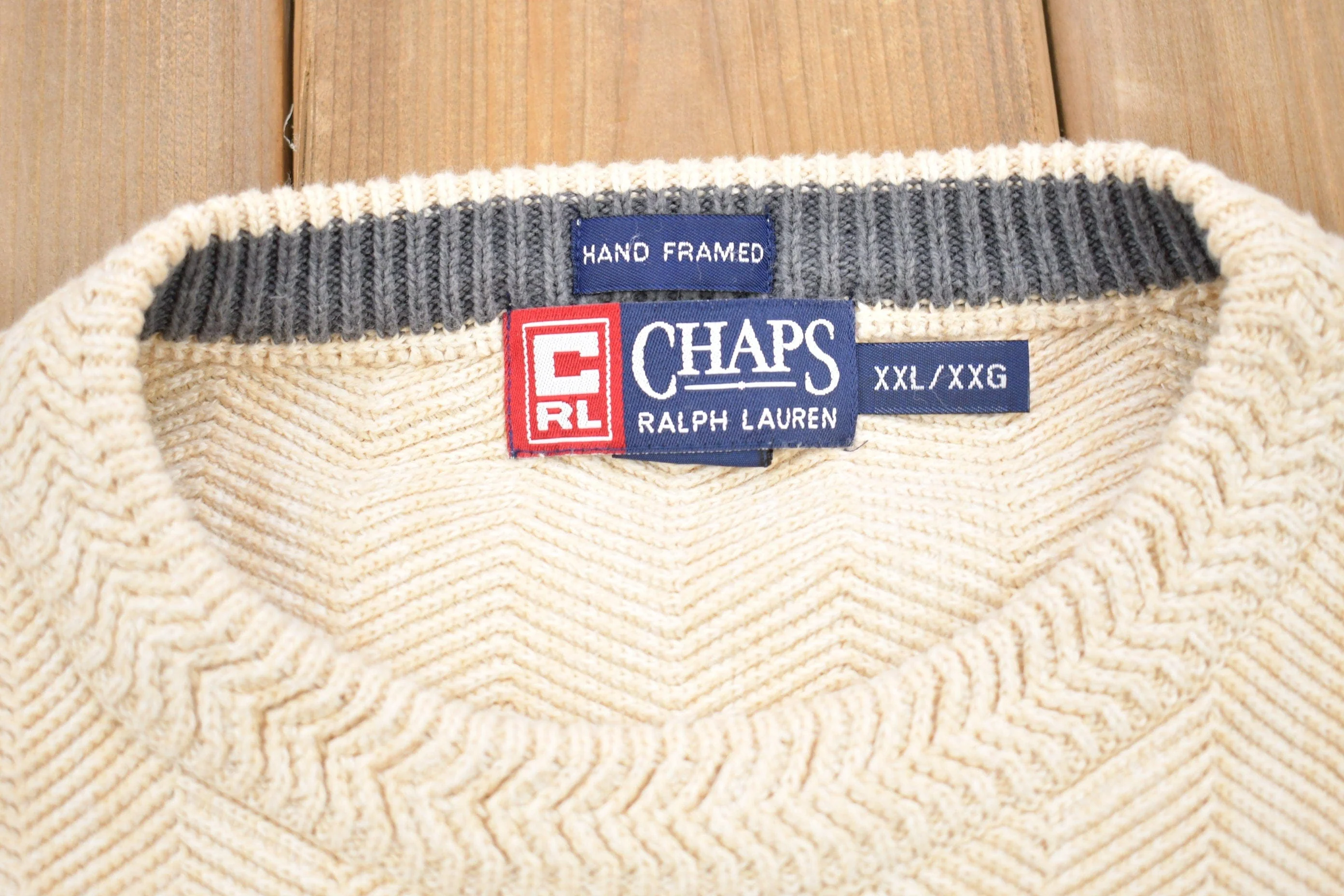 Vintage 1990s Ralph Lauren Chaps Hand Framed Crewneck Sweatshirt Men's Medium - Image 3