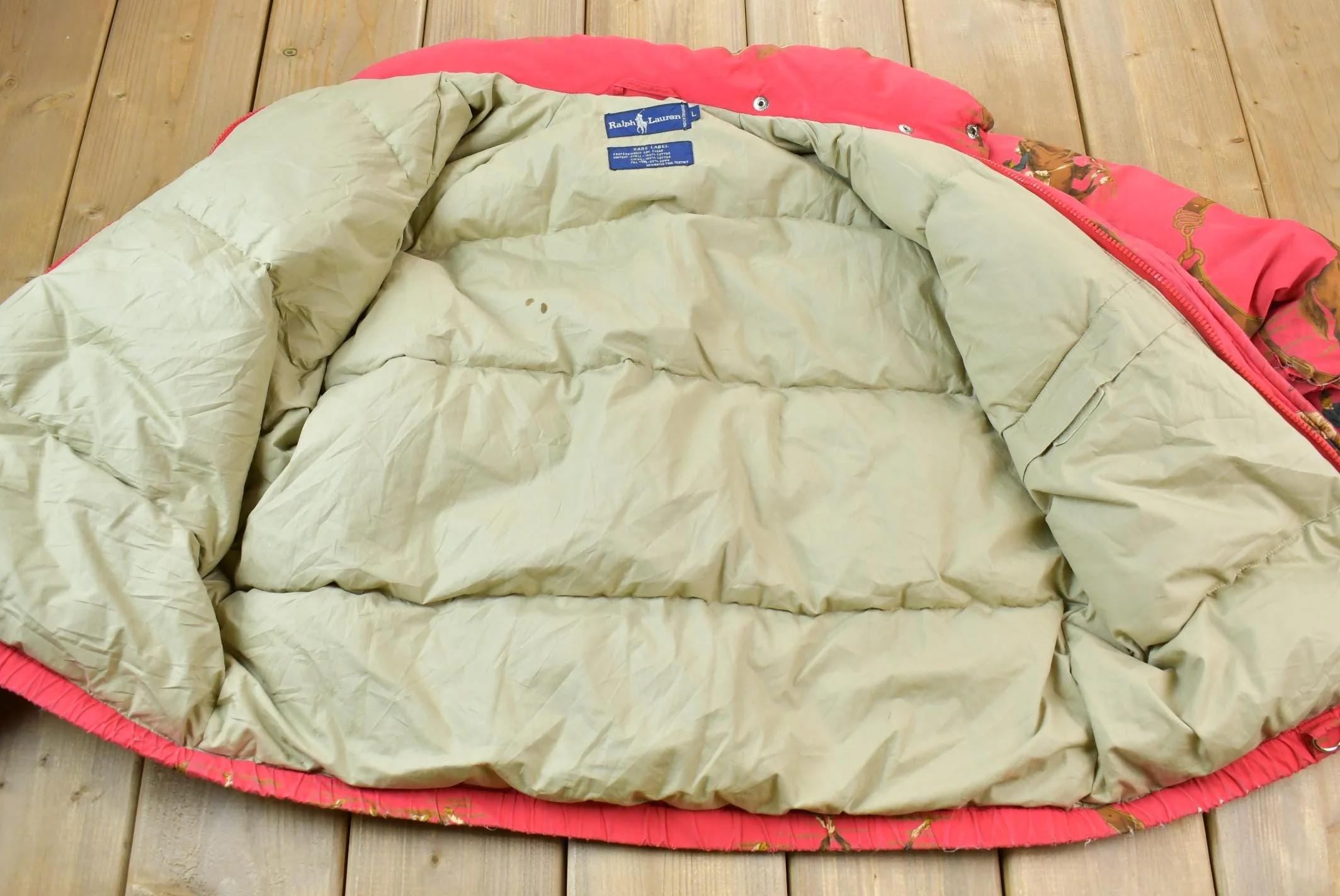 Vintage 1990s Ralph Lauren Large Equestrian Puffer Jacket Men's Large - Image 5